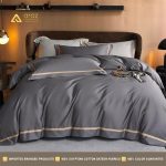 Solid Color Border Bedsheet With 2 Pillow Cover Design 024